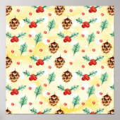 Pine Cones en Holly Kerstpattern Poster (Voorkant)