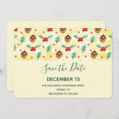 Pine Cones en Holly Kerstpattern Save The Date (Voorkant / Achterkant)