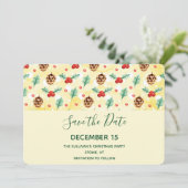 Pine Cones en Holly Kerstpattern Save The Date (Staand voorkant)