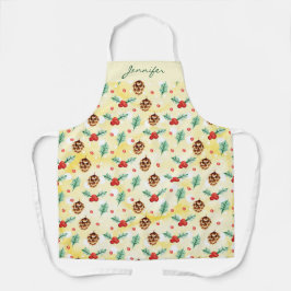 Pine Cones en Holly Kerstpattern Schort