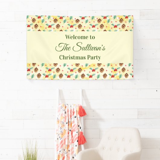Pine Cones en Holly Kerstpattern Spandoek (Insitu)