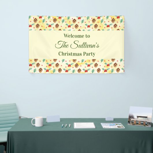 Pine Cones en Holly Kerstpattern Spandoek (Beurs)