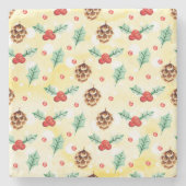 Pine Cones en Holly Kerstpattern Stenen Onderzetter (Voorkant)