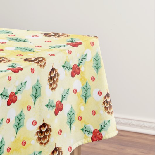 Pine Cones en Holly Kerstpattern Tafelkleed (Voorbeeld)