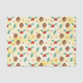 Pine Cones en Holly Kerstpattern Tissuepapier