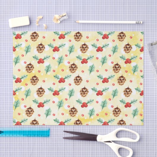 Pine Cones en Holly Kerstpattern Tissuepapier (Craft)