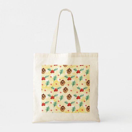 Pine Cones en Holly Kerstpattern Tote Bag (Achterkant)