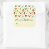 Pine Cones en Holly Kerstpattern Vierkante Sticker (Tas)