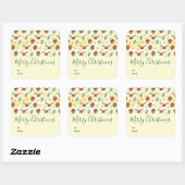 Pine Cones en Holly Kerstpattern Vierkante Sticker (Vel)