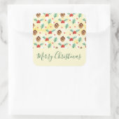 Pine Cones en Holly Kerstpattern Vierkante Sticker (Tas)