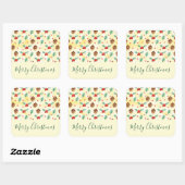 Pine Cones en Holly Kerstpattern Vierkante Sticker (Vel)