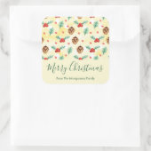 Pine Cones en Holly Kerstpattern Vierkante Sticker (Tas)