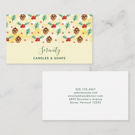 Pine Cones en Holly Kerstpattern Visitekaartje (Voorkant / Achterkant)