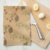 Pine Cones en Holly Kitchen Towels Theedoek (Quarter Fold)