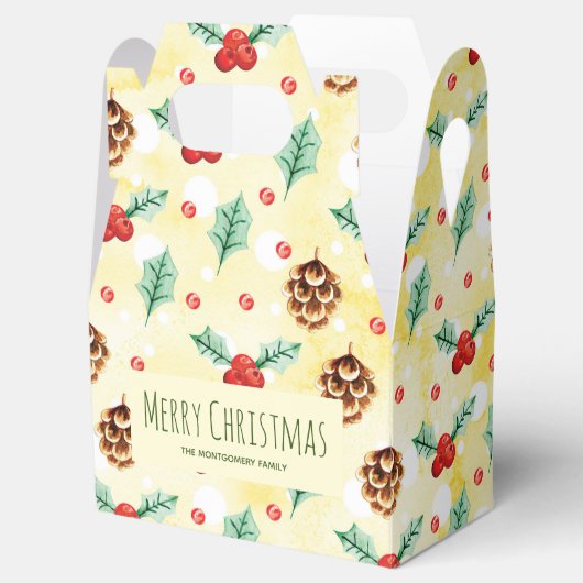 Pine Cones en Holly Pattern Kerstmis Bedankdoosjes (Geopend)