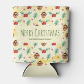 Pine Cones en Holly Pattern Merry Kerstmis Blikjeskoeler (Voorkant)