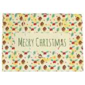 Pine Cones en Holly Pattern Merry Kerstmis Groot Cadeauzakje (Achterkant)