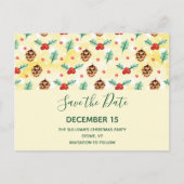Pine Cones en Holly Winter Pattern Save the Date Uitnodiging Briefkaart (Voorkant)