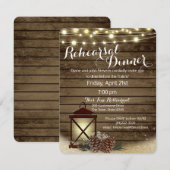 Pine Cones en lantaarn rustieke repetitie diner Kaart (Voorkant / Achterkant)