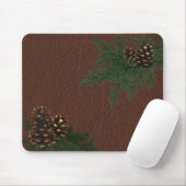 Pine Cones en leder Mousepad Muismat (Met muis)