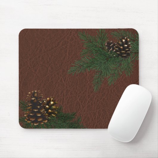 Pine Cones en leder Mousepad Muismat (Met muis)