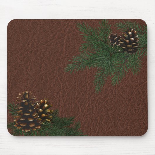 Pine Cones en leder Mousepad Muismat (Voorkant)