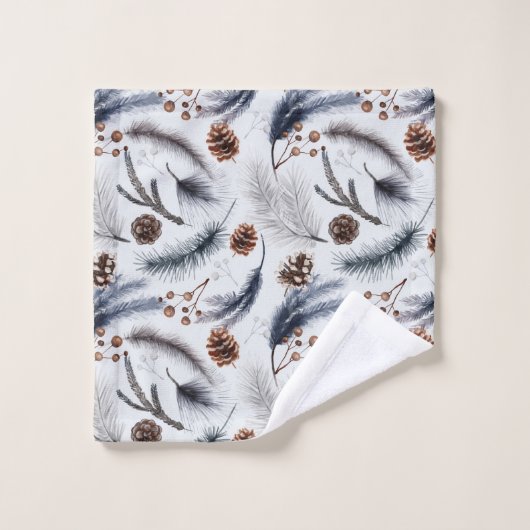 Pine Cones en Pine Needles Kerstpatroon Bad Handdoek (Wasdoekje)