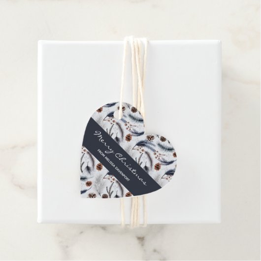 Pine Cones en Pine Needles Kerstpatroon Bedankjes Labels (In situ)