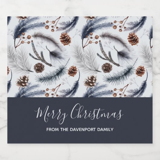 Pine Cones en Pine Needles Kerstpatroon Bier Etiket (Enkel label)