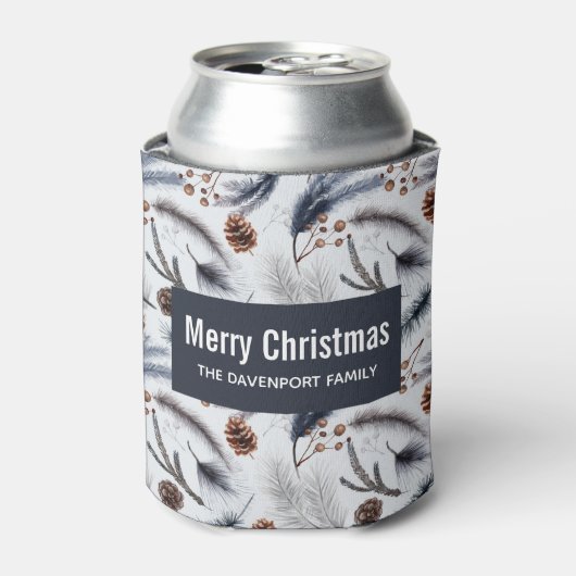 Pine Cones en Pine Needles Kerstpatroon Blikjeskoeler (Blikje Voorkant)