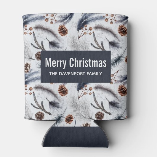 Pine Cones en Pine Needles Kerstpatroon Blikjeskoeler (Achterkant)