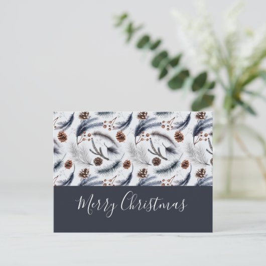 Pine Cones en Pine Needles Kerstpatroon Briefkaart (Staand voorkant)
