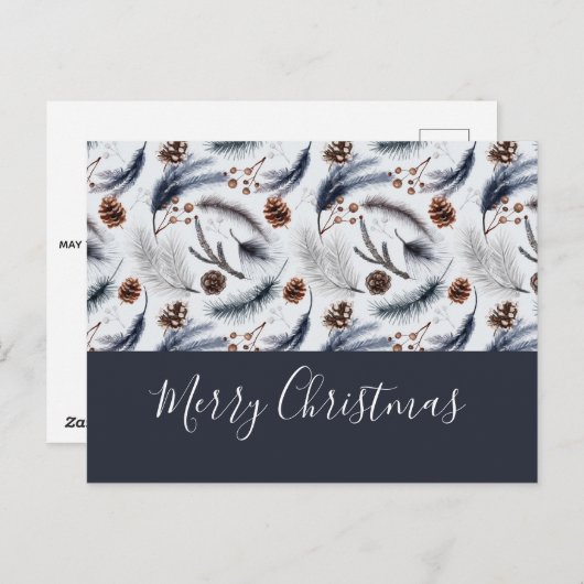 Pine Cones en Pine Needles Kerstpatroon Briefkaart (Voorkant / Achterkant)
