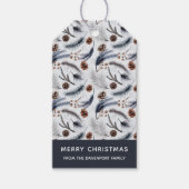 Pine Cones en Pine Needles Kerstpatroon Cadeaulabel (Voorkant)