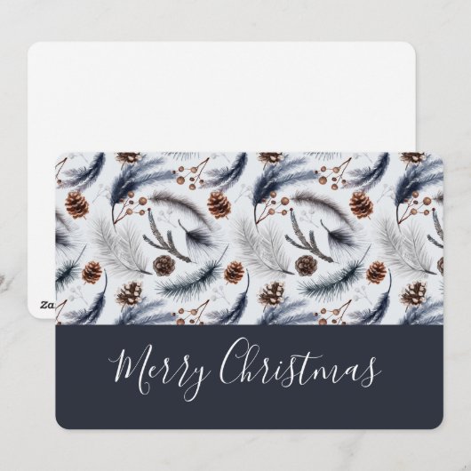 Pine Cones en Pine Needles Kerstpatroon Feestdagenkaart (Voorkant / Achterkant)