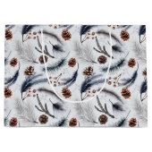 Pine Cones en Pine Needles Kerstpatroon Groot Cadeauzakje (Voorkant)