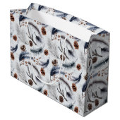 Pine Cones en Pine Needles Kerstpatroon Groot Cadeauzakje (Achterkant Gekanteld)