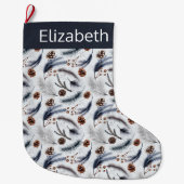 Pine Cones en Pine Needles Kerstpatroon Grote Kerstsok (Voorkant)