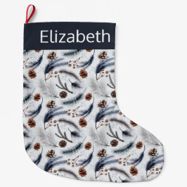 Pine Cones en Pine Needles Kerstpatroon Grote Kerstsok