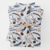 Pine Cones en Pine Needles Kerstpatroon Inpakpapier Vel (In situ)