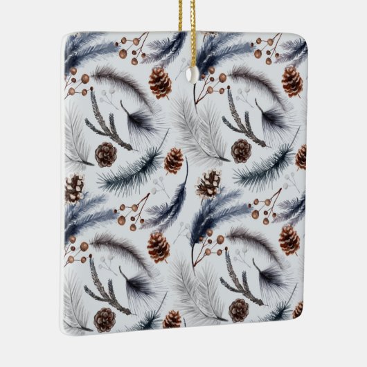 Pine Cones en Pine Needles Kerstpatroon Keramisch Ornament (Rechts)