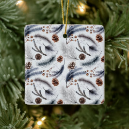 Pine Cones en Pine Needles Kerstpatroon Keramisch Ornament