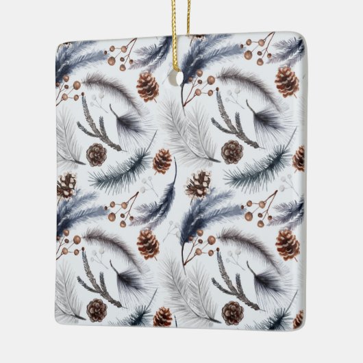 Pine Cones en Pine Needles Kerstpatroon Keramisch Ornament (Links)