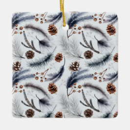 Pine Cones en Pine Needles Kerstpatroon Keramisch Ornament