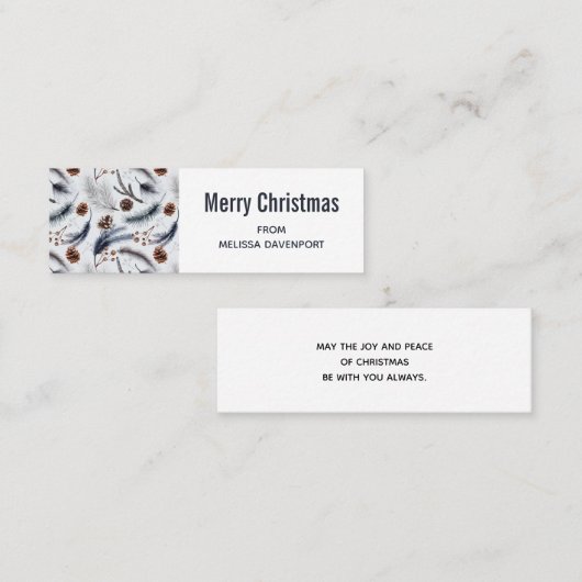 Pine Cones en Pine Needles Kerstpatroon Mini Visitekaartje (Voorkant / Achterkant)