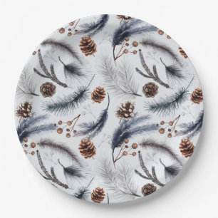 Pine Cones en Pine Needles Kerstpatroon Papieren Bordje