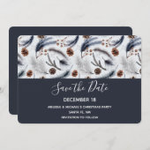 Pine Cones en Pine Needles Kerstpatroon Save The Date (Voorkant / Achterkant)