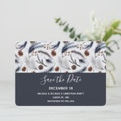 Pine Cones en Pine Needles Kerstpatroon Save The Date (Staand voorkant)