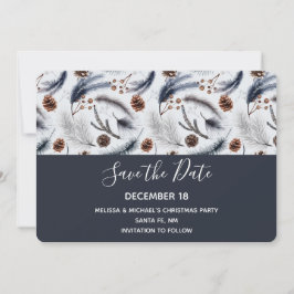Pine Cones en Pine Needles Kerstpatroon Save The Date