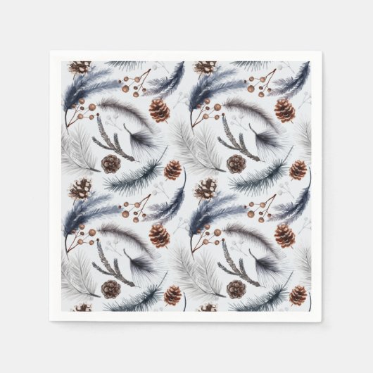 Pine Cones en Pine Needles Kerstpatroon Servet (Voorkant)